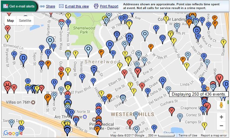 Sherrelwood Community Crime and Traffic Map