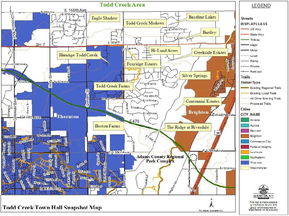 Todd Creek area map